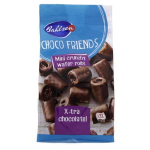 Bahlsen Choco Friends X-Tra Chocolate Mini Crunchy Wafer Rolls 100 gr